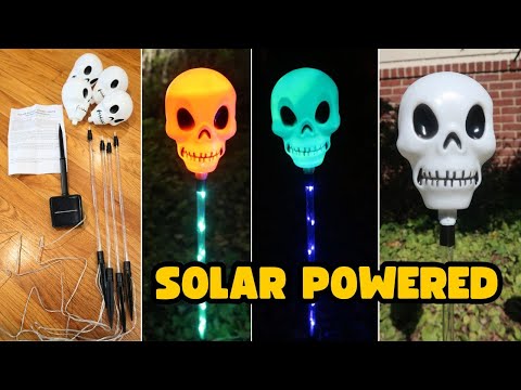 Solar Powered Skeleton Skull Pathway Lights | Halloween Decorations