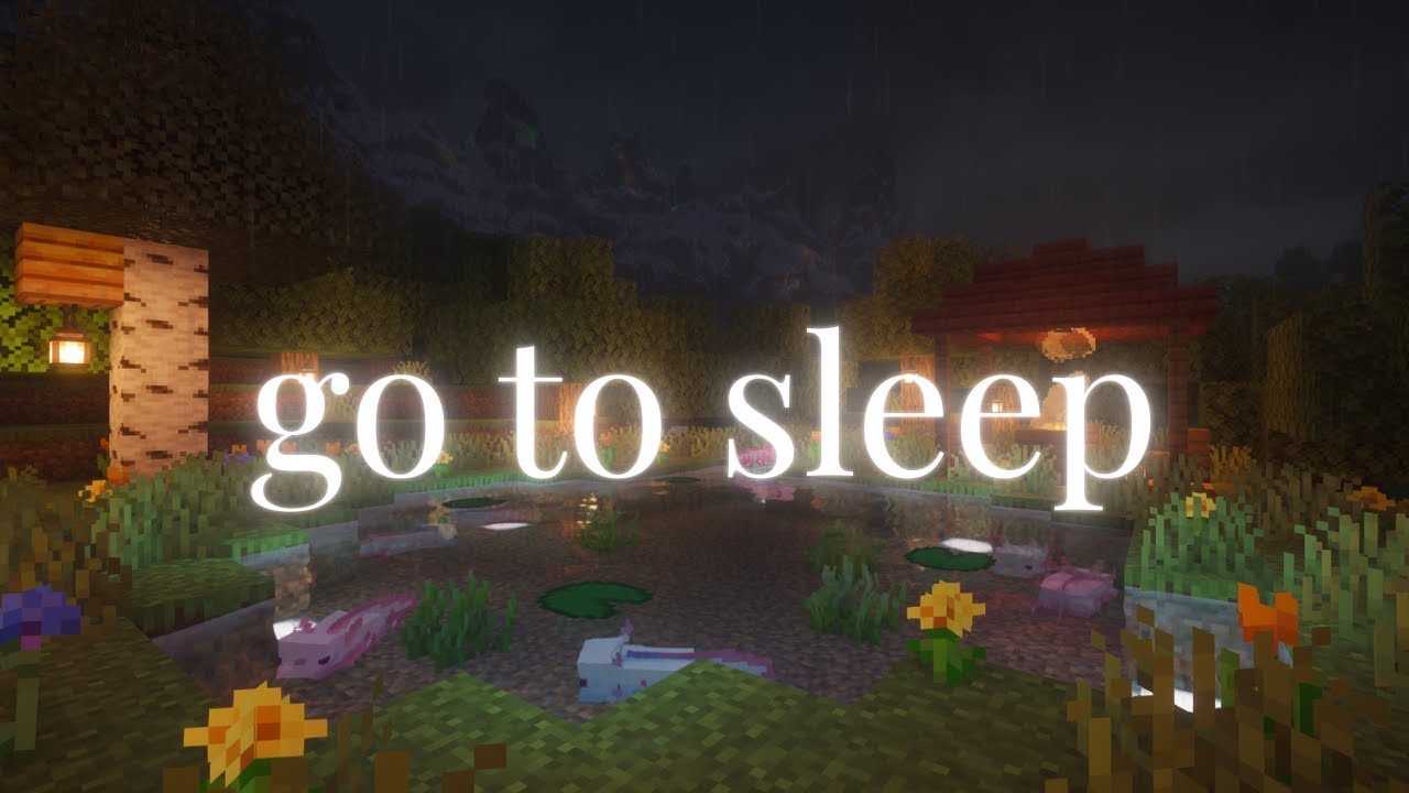 Minecraft Relaxing Ambience at the Pond | Rain and C418 Music