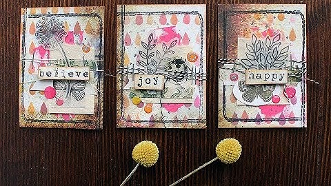 Mixed media ATC series - tutorial by Riikka Kovasin