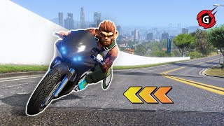 Monkey Face Boy Racing Big Motorbike - Gta 5 Parkour