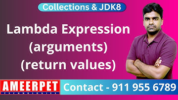 Lambda Expression with Arguments and Return Values in Java | Ameerpet Technologies | By Srinivas