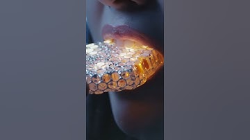 Silver-Glazed Lunar Honeycomb Drip 🐝🌌🍯 #LunarHoneycomb #SilverDrip #FantasyASMR #CosmicFood