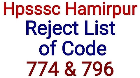 Hpsssc Hamirpur Notification For Post Code 774 & 796
