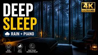 4K Rainy Forest Night 🌧️ Soft Piano & Rain Sounds for Deep Sleep, Relaxation
