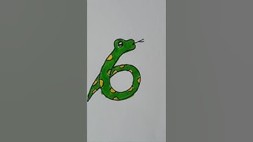How to draw easy snake from 6 number #shorts #snake #video #stepbystep #song #easydraw #colors #art