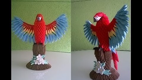 3d Origami red macaw parrot