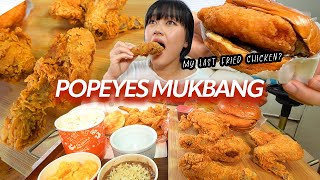 Possibly my last Fried Chicken Mukbang?!!! POPEYES REVIEW @34 weeks pregnant ❤️