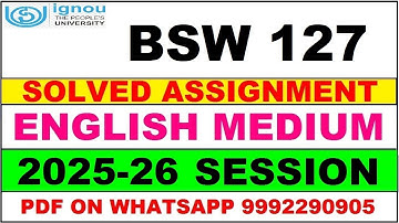 BSW 127 solved assignment 2025-26 in English || bsw 127 solved assignment 2026 || bsw127 2025-26