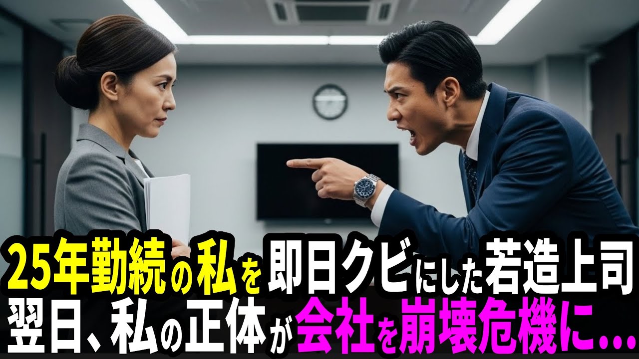 25年勤続の私を即日クビにした若造上司。翌日、私の正体が判明し会社が倒産危機に
