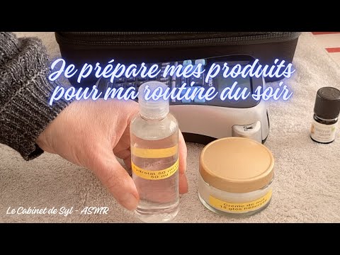 ASMR FR Je prépare mes produits pour ma routine du soir (chuchotement) nombreux triggers