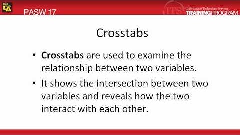 1.6 Cross tabulation: PASW (SPSS) Statistics v.17 video