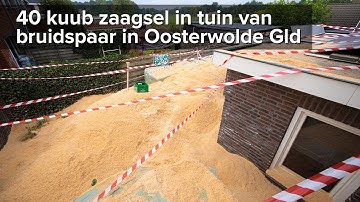 BIZAR! 40 kuub zaagsel en strobalen in achtertuin in Oosterwolde Gld - ©StefanVerkerk.nl