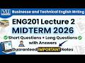 ENG201 Midterm 2026 | Lecture 4 Short Questions, Long Questions & MCQs | VU Students