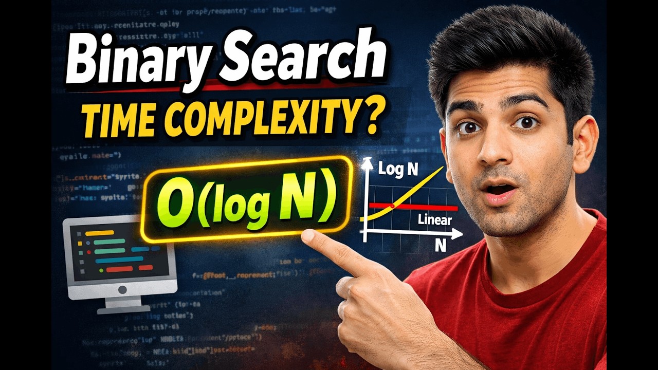 Binary Search Introduction | Time Complexity Explained (O(log N)) - YouTube