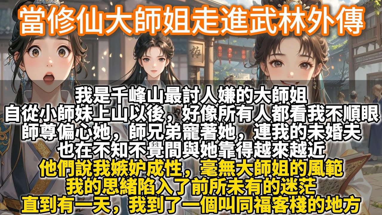 完結腦洞江湖文：當修仙大師姐走進武林外傳。我是千峰山最討人嫌的大師姐。自從小師妹上山以後，好像所有人都看我不順眼。我的思緒陷入了迷茫。直到有天，我到了一個叫同福客棧的地⽅，我的腦⼦好像一下就通透了。