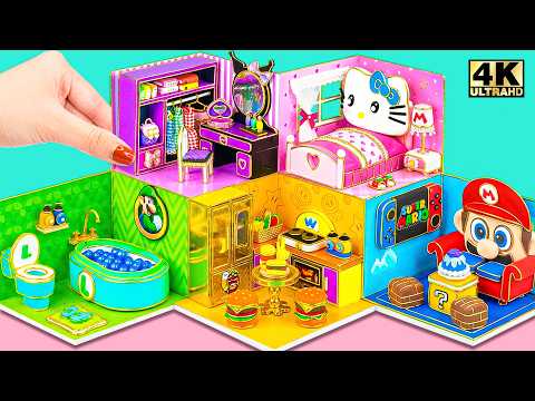 Make 5 Color House for Hello Kitty, Mario, Luigi, Kuromi, Wario from Cardboard 🌈 DIY Miniature House