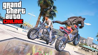 CAT AND MOUSE ON MOTORCYCLES IN GTA 5 ONLINE ! "CRACK, BUTTS ! "BY!