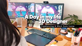 A day in my life as a freelance 3D Designer in London | Ergonomic standing desk and cozy workspace