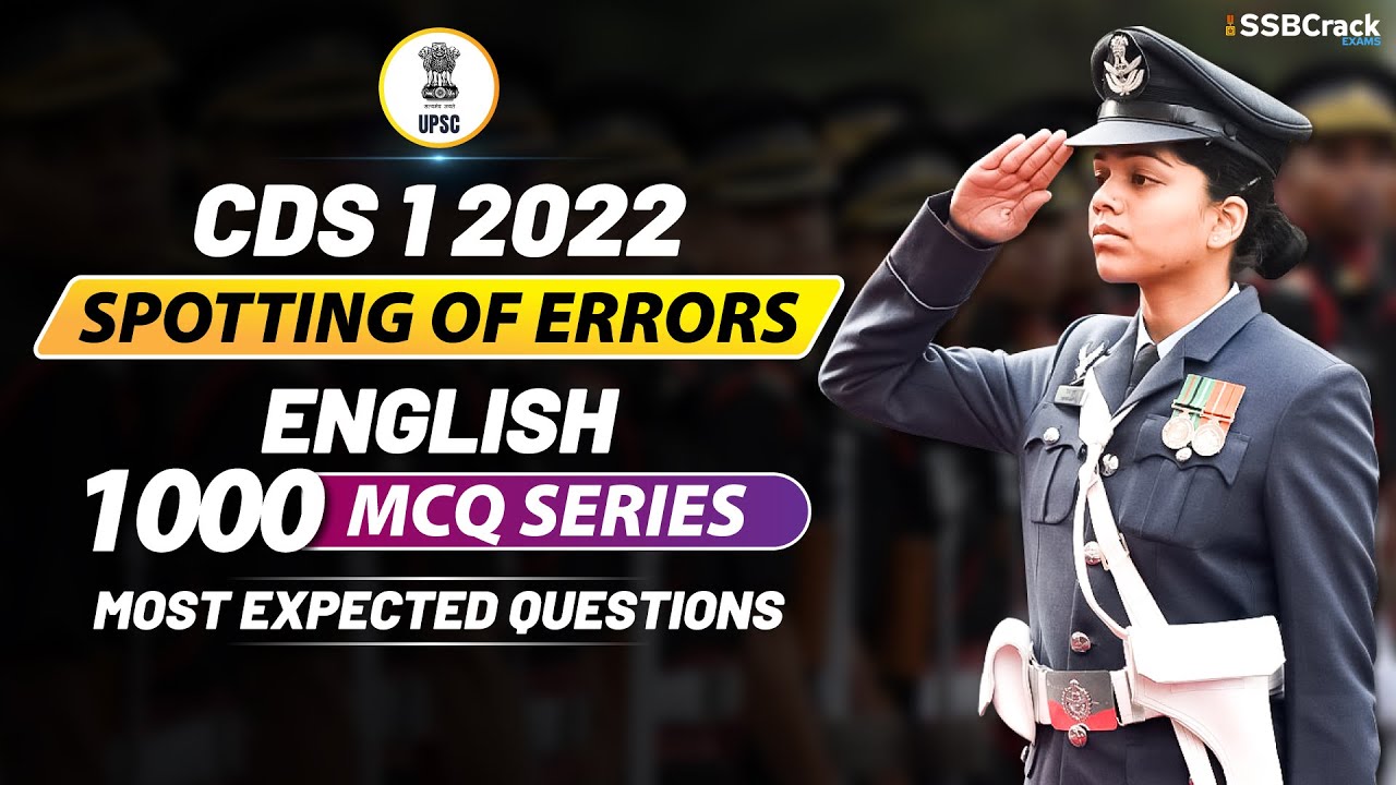CDS 1 2022 | 1000 Most Expected Questions In English | Spotting Of Errors Live Class
