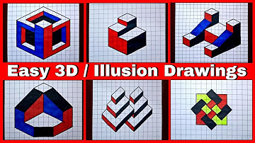 Easy 3D / Illusion Drawings On Paper - 3D Trick art on Graph Paper