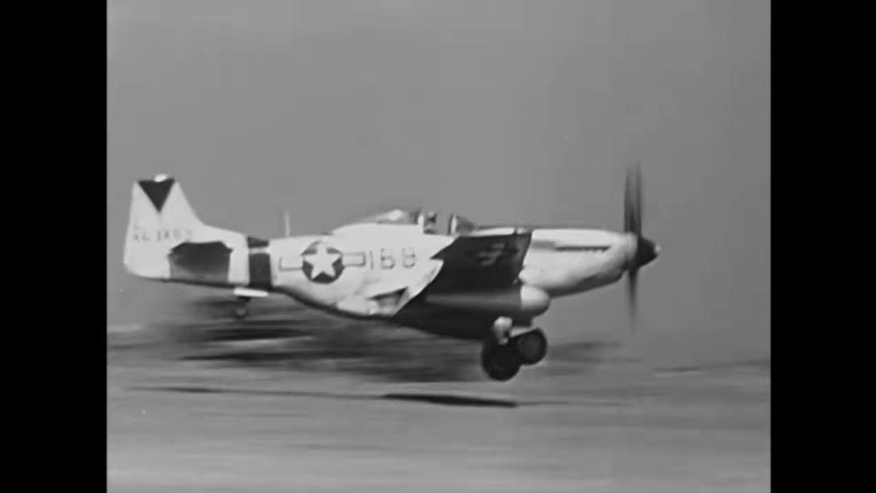 The Battle of Iwo Jima: P-51 Mustangs and P-61 Black Widows arrive at Iwo Jima (No audio)