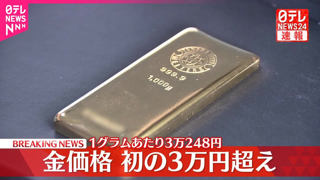 【速報】金価格3万円超え ドル安受け急騰 わずか4か月で1万円超上昇