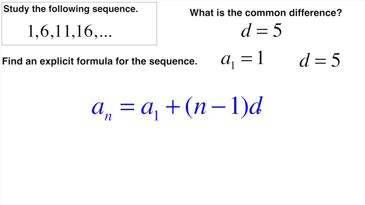 formulas for arithmetic sequences