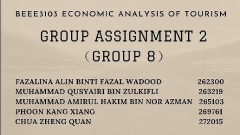 BEEE3103 ECONOMIC ANALYSIS OF TOURISM Assignment 2 Presentation Video (Group 8)