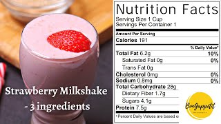 STRAWBERRY MILKSHAKE WITH ONLY 3 INGREDIENTS | SIMPLE & QUICK NO-ICECREAM STRAWBERRY MILKSHAKE