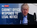 Boris johnson cabinet office responds to covid inquiry legal notice over whatsapps