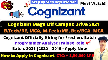 🔴Cognizant Recruitment 2021 | Cognizant Off Campus Drive for 2021 Batch | Programmer Analyst Trainee