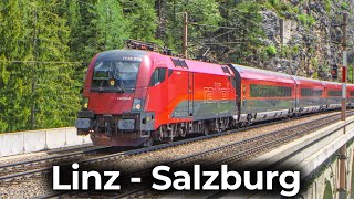 Quer durch Oberösterreich | 4K Führerstandsmitfahrt: Linz - Salzburg | ÖBB Railjet & Taurus 1116