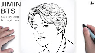 How to draw a face BTS Jimin step by step | Tutorial |