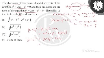 The abscissaes of two points \( A \) and \( B \) are roots of the equation \( x^{2}+2 a x-b^{2}=....