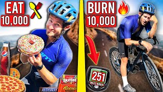 I Tried To EAT \& BURN 10,000 Calories in ONE Bike Ride!