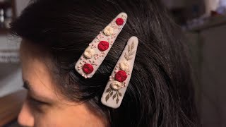 Hand-Embroidered Snap Hair Clips | Easy Beginner Project with Simple Stitches & Scrap Fabric