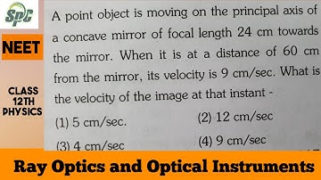 A point object is moving on the principal axis of a concave mirror of focal length 24 cm towards the
