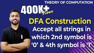 Lec-11: DFA of all strings in which 2nd symbol is '0' and 4th symbol is '1' | DFA Example 6