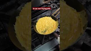 In an iron frying pan. #omelette #asmr #food @naganosyatyotobuka