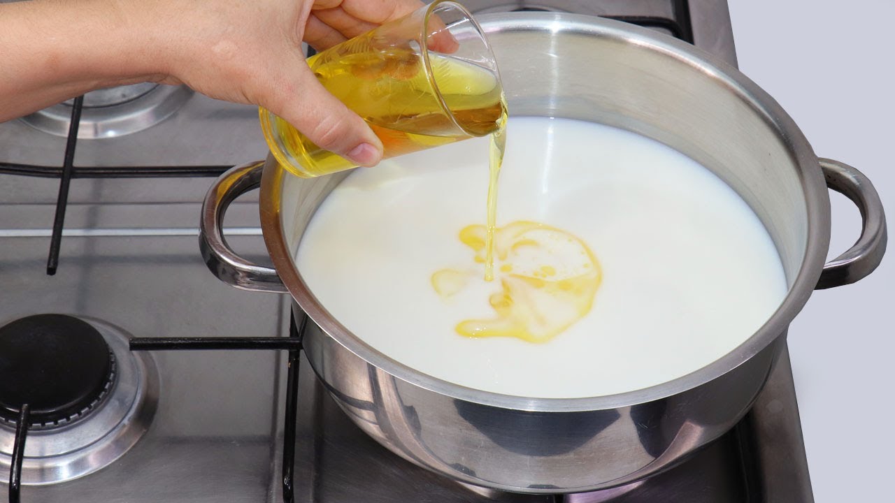 لن تشتريه بعد اليوم أضيفي الزيت على الحليب وحضريه بطريقة لا تصدق إقتصادي