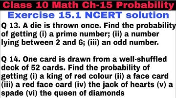 Class 10 Ch 15 Ex 15.1 Q 13 | Q 14 | Mathematics | NCERT Solution | CBSE | Probability |