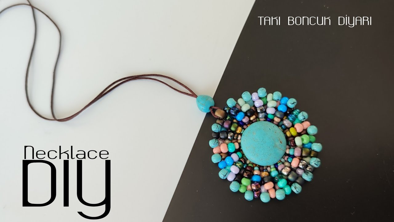 Turkuaz boncuk Otantik kolye yapımı.Authentic necklace with turquoise beads. Beaded Necklace Making