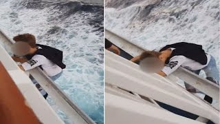 HeartStopping Video Shows Daredevil Cruise Passenger Hanging Off Ship