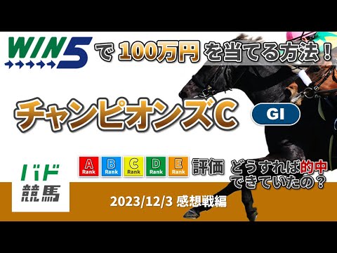 【WIN5で100万円感想戦編】2023年12月3日（日）チャンピオンズカップ