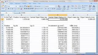 Law of Universal Gravitation on a Spreadsheet
