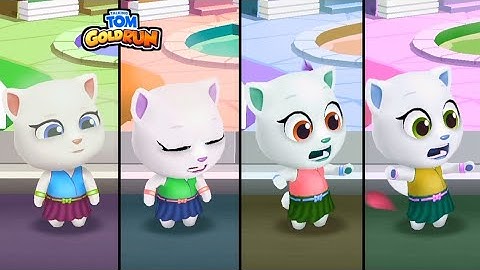 Talking Tom Gold Run Neon Angela - 4x Colour Reactions Funny Race Chase Boss Android iOS Gameplay