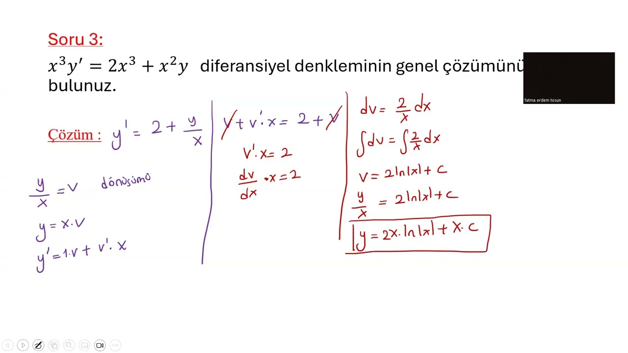 DİFERANSİYEL DENKLEMLER ÇALIŞMA SORULARI
