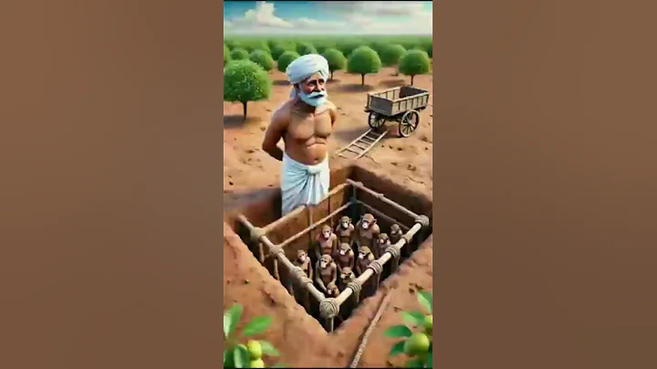 Farmer lays a trap to catch the monkeys but the monkeys eat the farmer's gooseberries 😭 #ai #farmer