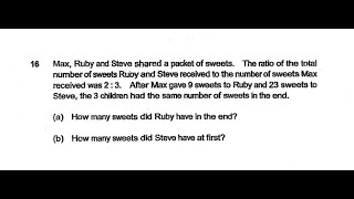 P6 - 2018 Nanyang SA1 Q16 - Ratio | Max Ruby Steve Sweets | PSLE Maths