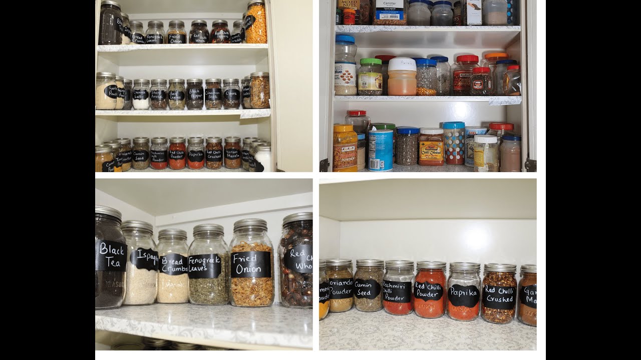 SPICE CABINET ORGANIZATION // KITCHEN SPICE CABINET // GLASS SPICE JARS